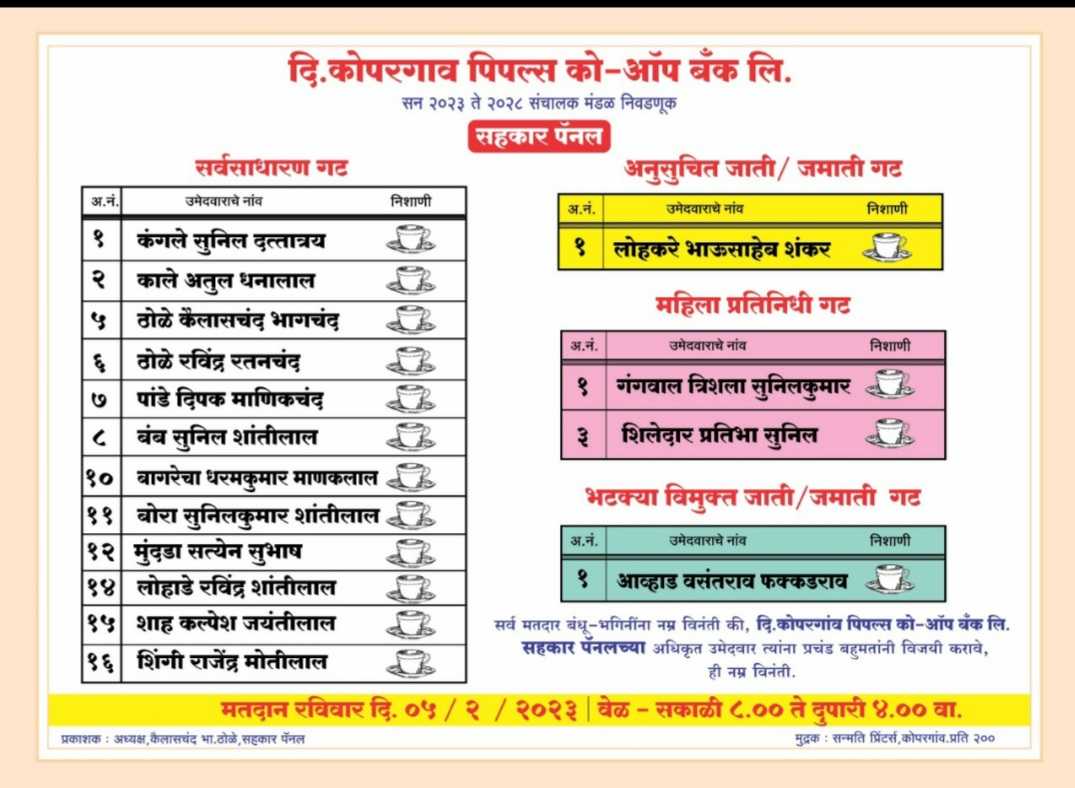 कोपरगांव पिपल्स बँकेची निवडणुक